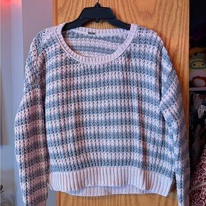 Free People Gray and Pink Striped Sweater